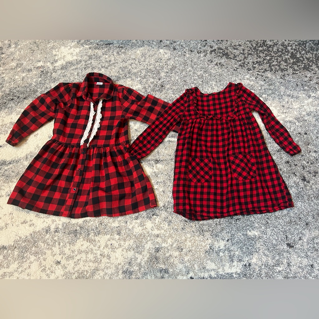 Red Plaid Kids Dresses Size 5t